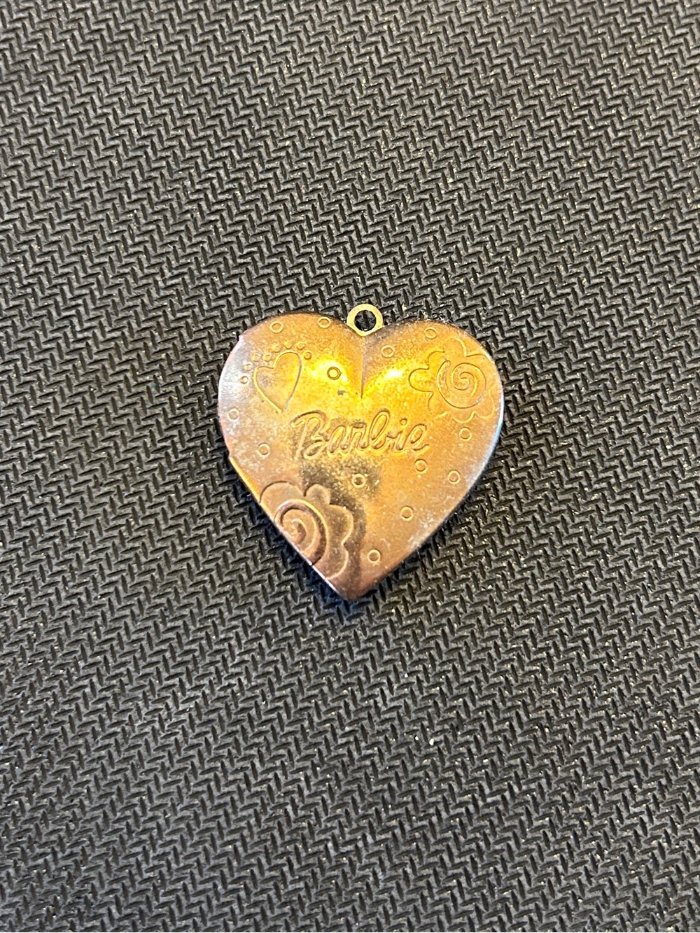 Vintage Barbie Heart-Shaped Photo Locket Pendant Collectible Y2K Gold Tone